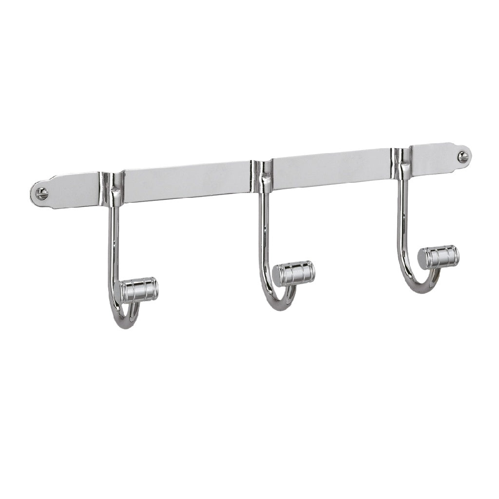 Perchero de pared cromado con 3 ganchos abatibles